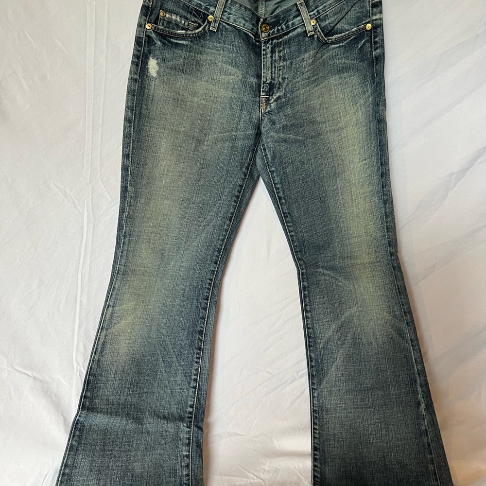 7 For All Mankind Blue Flare Wide Leg Jeans